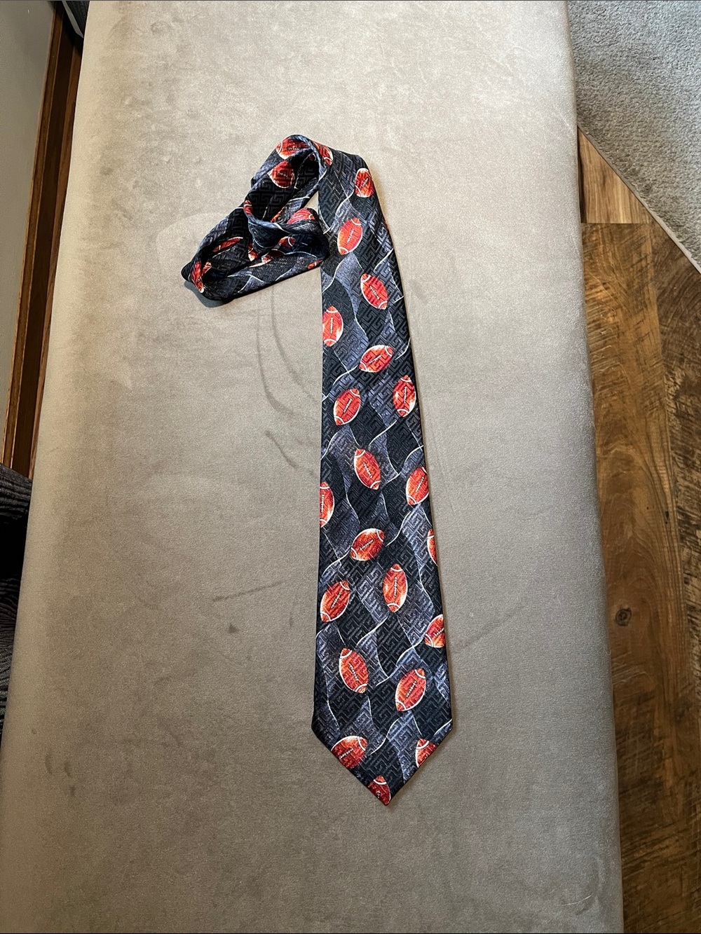 Football Pattern Men's Black Neck Tie